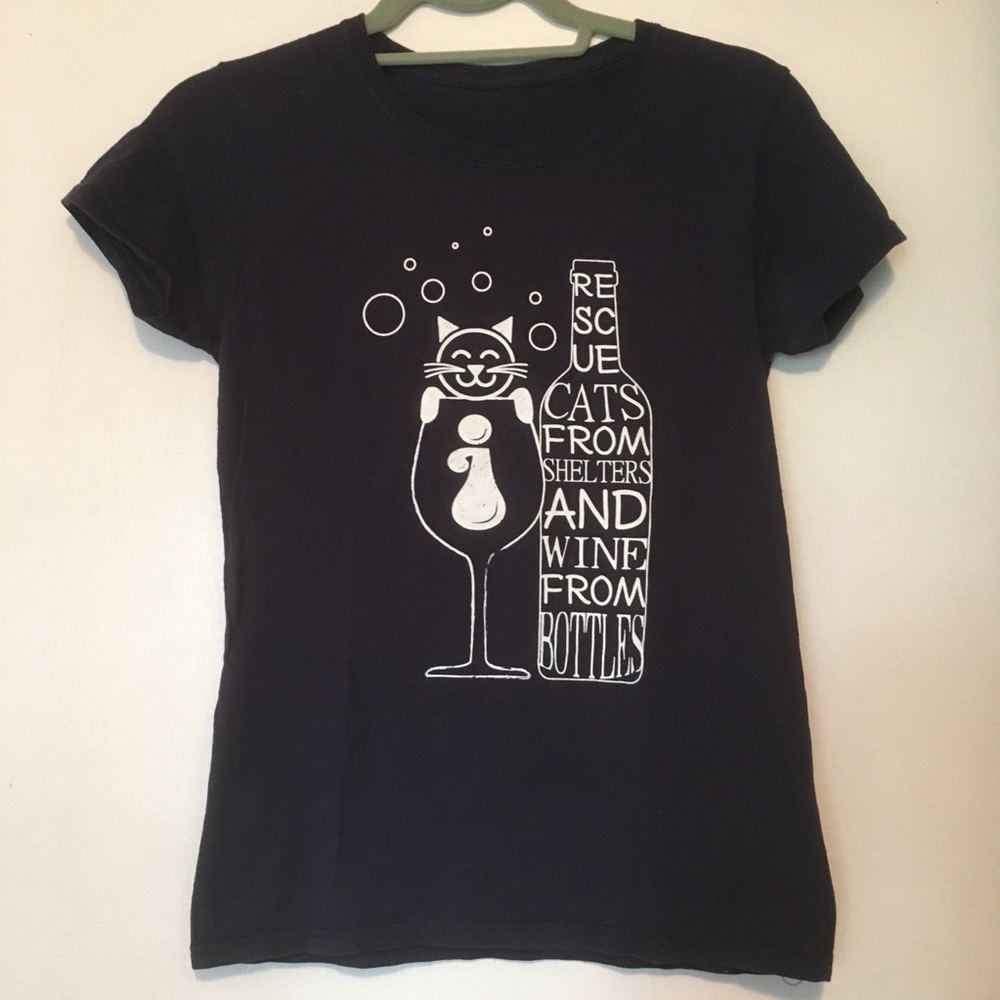 Rescue Cats Ladies T-Shirt, gently used, Navy - Picture 2 of 2
